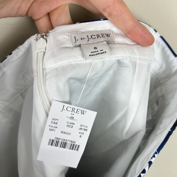 NWT J. Crew Factory Printed Stretch Cotton Sateen Pencil Skirt - Picture 3 of 5